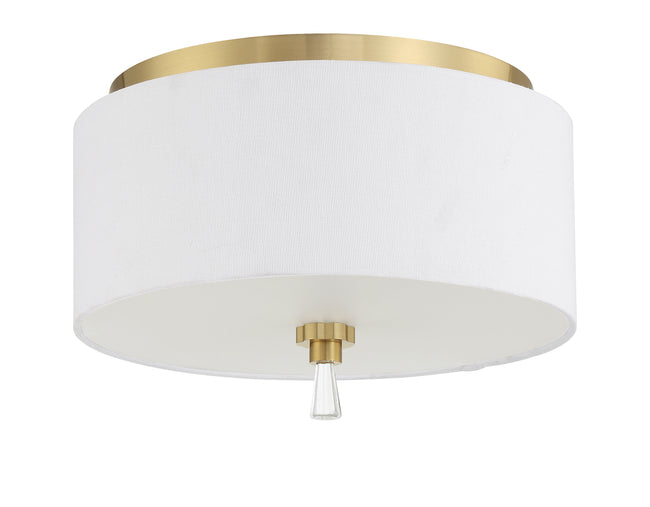 58282-SB - Fortuna 2 Light 12" Wide Flush Mount - Satin Brass