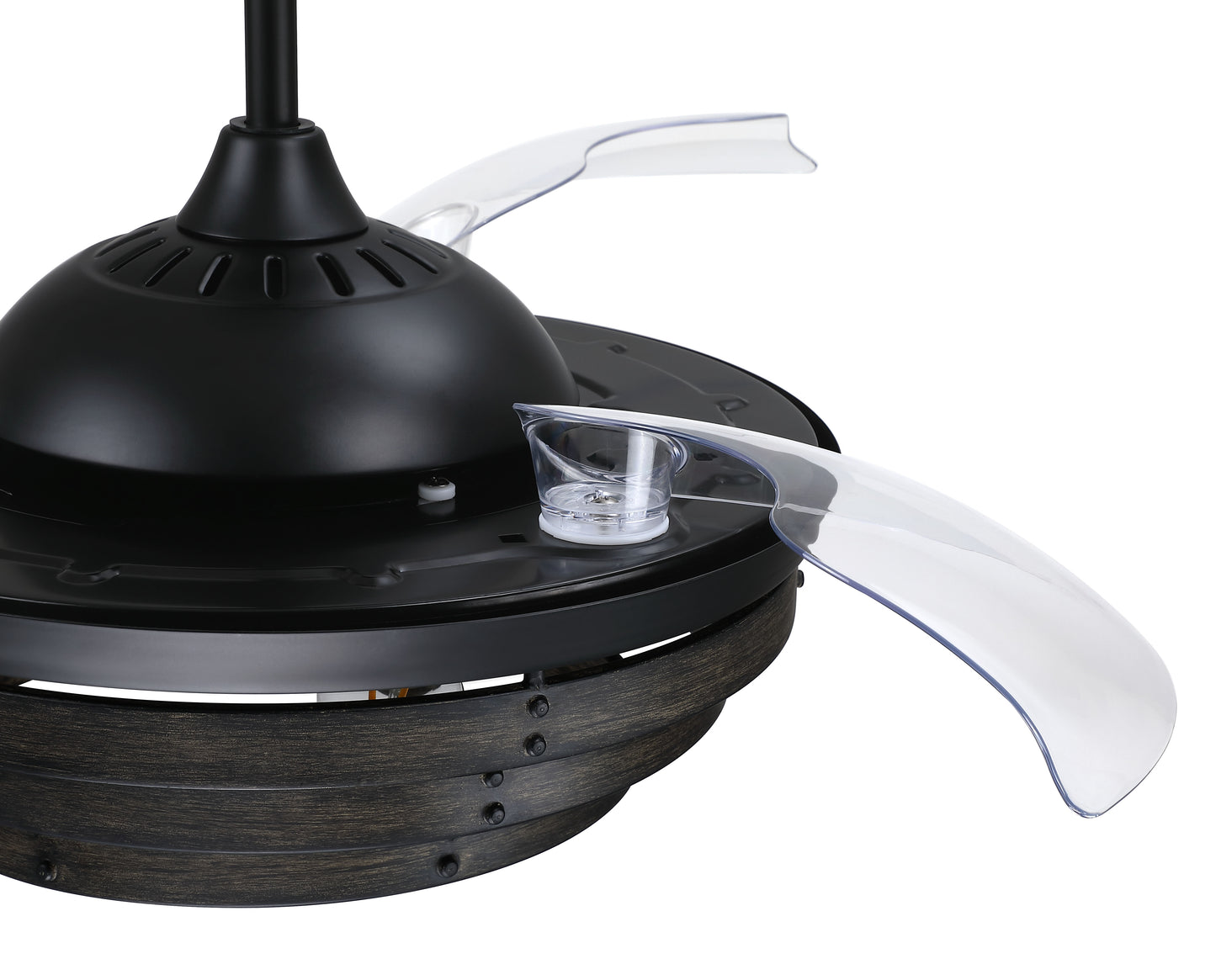 WHS42FBGW3 - Whiskey 42 Hidden Blades 42" 3 Blade Ceiling Fan with Light Kit - Flat Black
