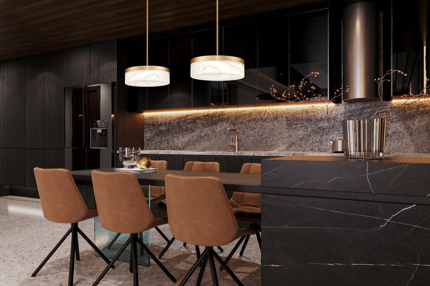 827P13-MGLD-LED - Renaud 1 Light 13" Pendant - Modern Gold