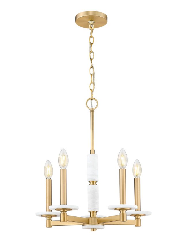 3045-5MGLD - Kaden 5 Light 18" Chandelier - Modern Gold