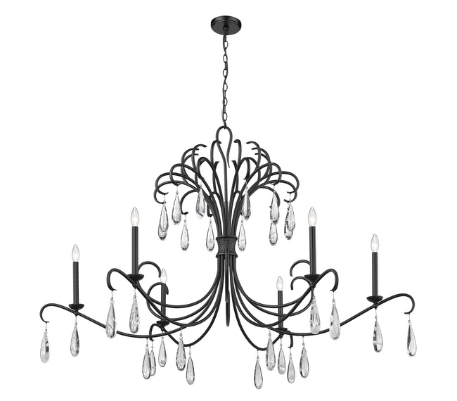 3039-59MB - Amara 6 Light 59" Chandelier - Matte Black