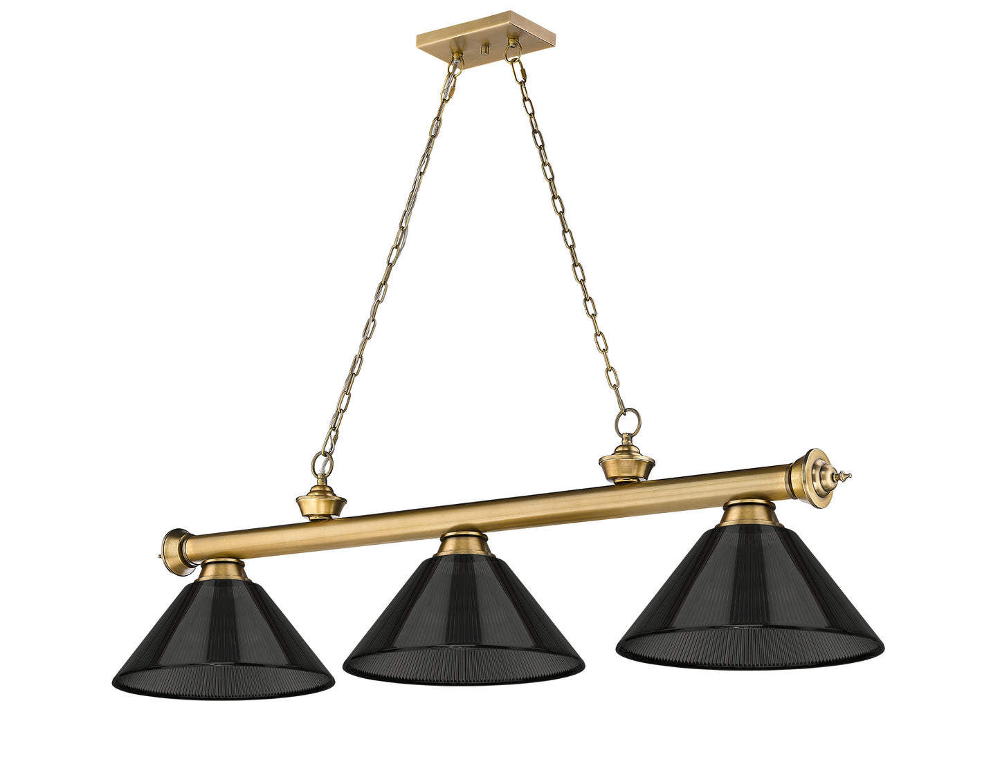 2306-3RB-ARS - Cordon 3 Light 57" Billiard - Rubbed Brass
