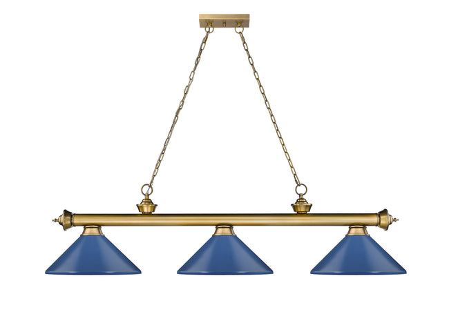 2306-3RB-MNB - Cordon 3 Light 58" Billiard - Rubbed Brass