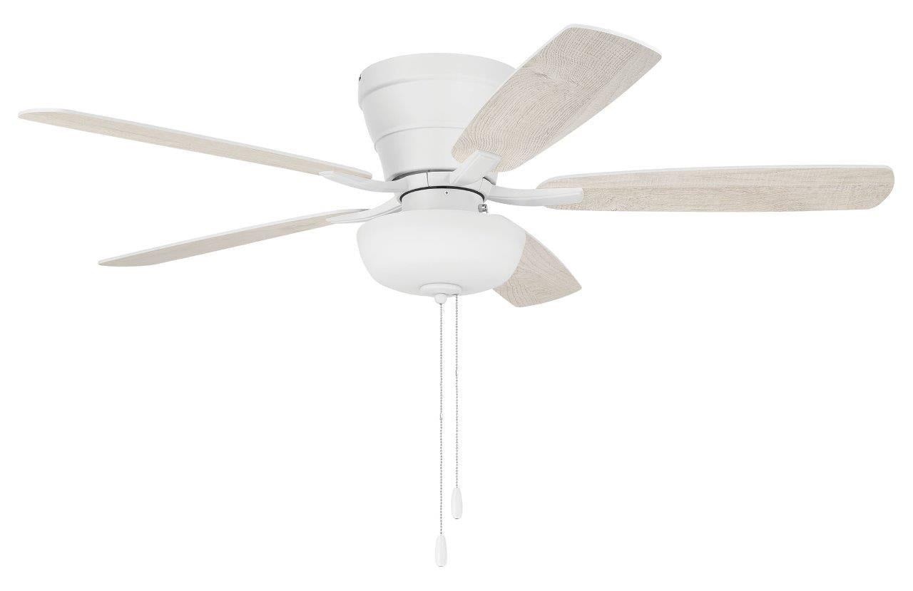 WHL52W5C1 - Wheeler 52 2-Light Bowl 52" 5 Blade Ceiling Fan with Light Kit - White