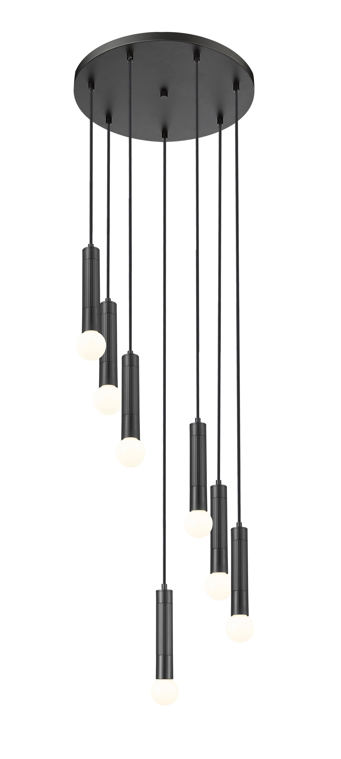 1956P-7R-MB - Stari 7 Light 18" Chandelier - Matte Black