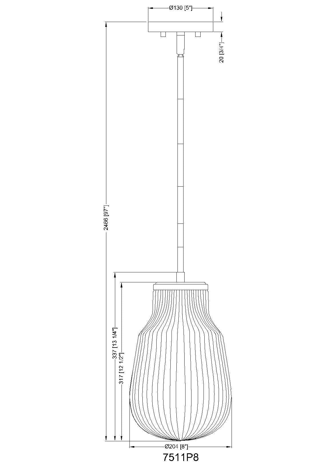 7511P8-MGLD - Newbury 1 Light 8" Pendant - Modern Gold