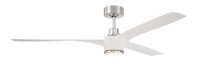 PHB60WPLN3-NWF - Phoebe 60" Indoor Ceiling Fan without Wifi 60" 3 Blade Ceiling Fan with Light Kit - White / Polished Nickel