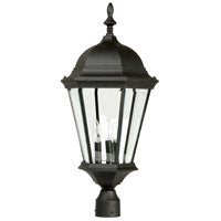 Z555-TB - Straight Glass Cast 3 Light 28" High Post Mount - Textured Black