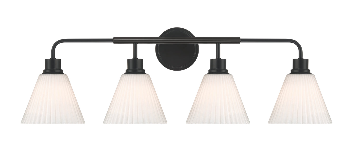62304-FB - Pleated II 4 Light 34" Wide Vanity Light - Flat Black