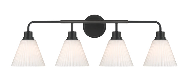 62304-FB - Pleated II 4 Light 34" Wide Vanity Light - Flat Black