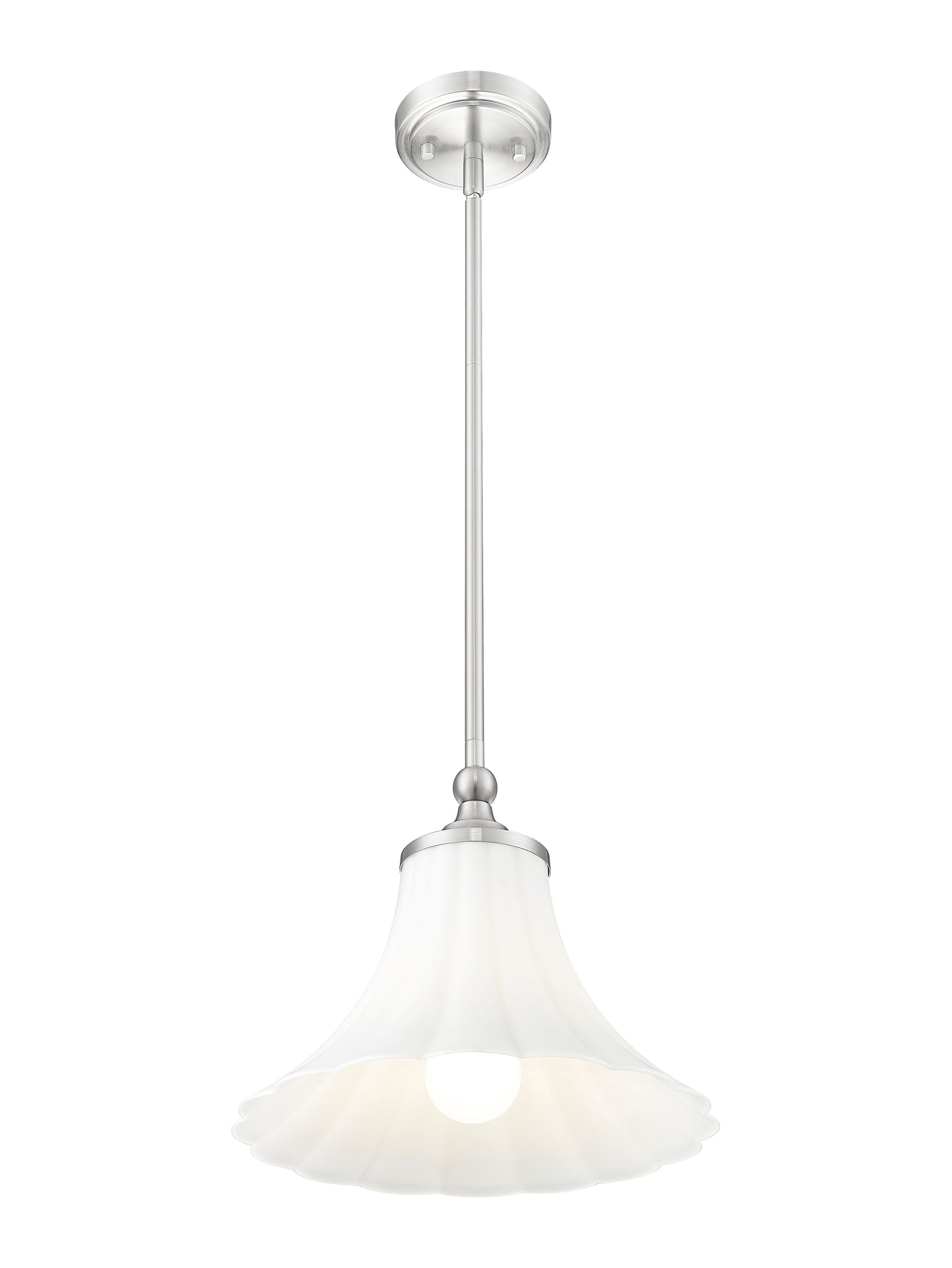 1958P12-BN - Fleur 1 Light 12" Pendant - Brushed Nickel