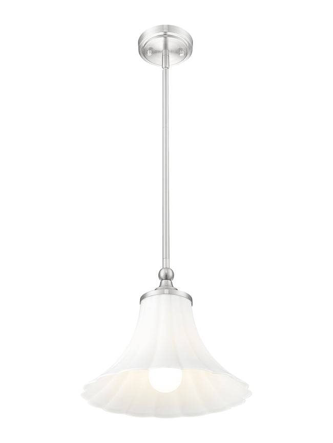 1958P12-BN - Fleur 1 Light 12" Pendant - Brushed Nickel