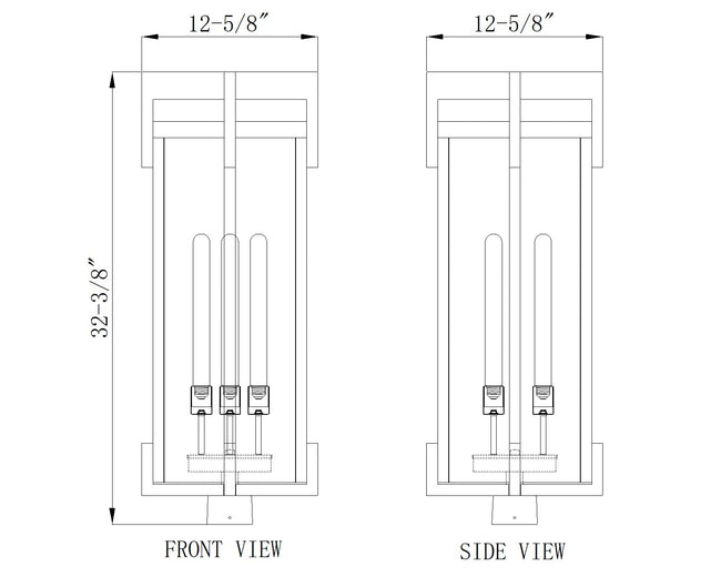 5031PHXLS-BK - Fortis 3 Light Outdoor Post Mount 32" Fixture - Sand Black