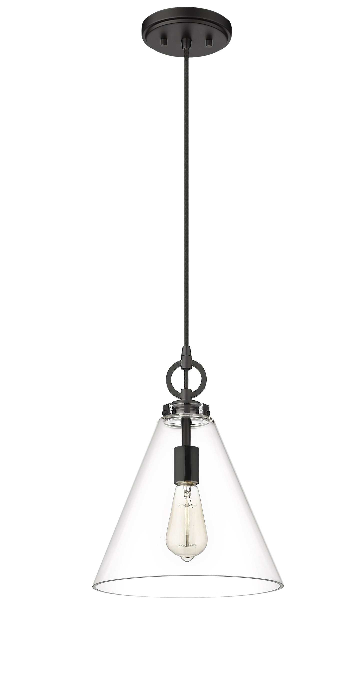 3034P11-MB - Harper 1 Light 12" Pendant - Matte Black