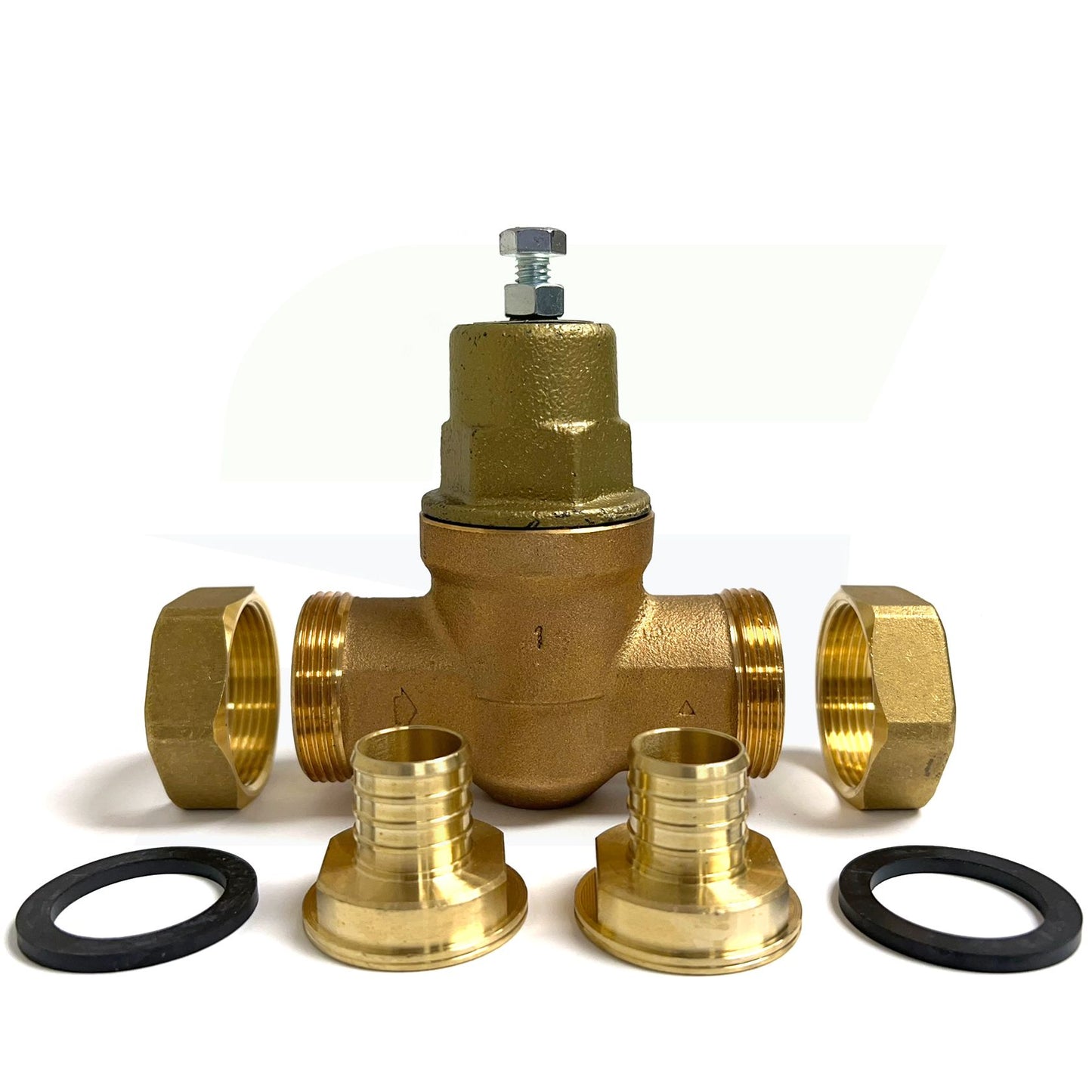 23944-0060 - 1" EB45 Double Union PEX Barb Pressure Reducing Valve