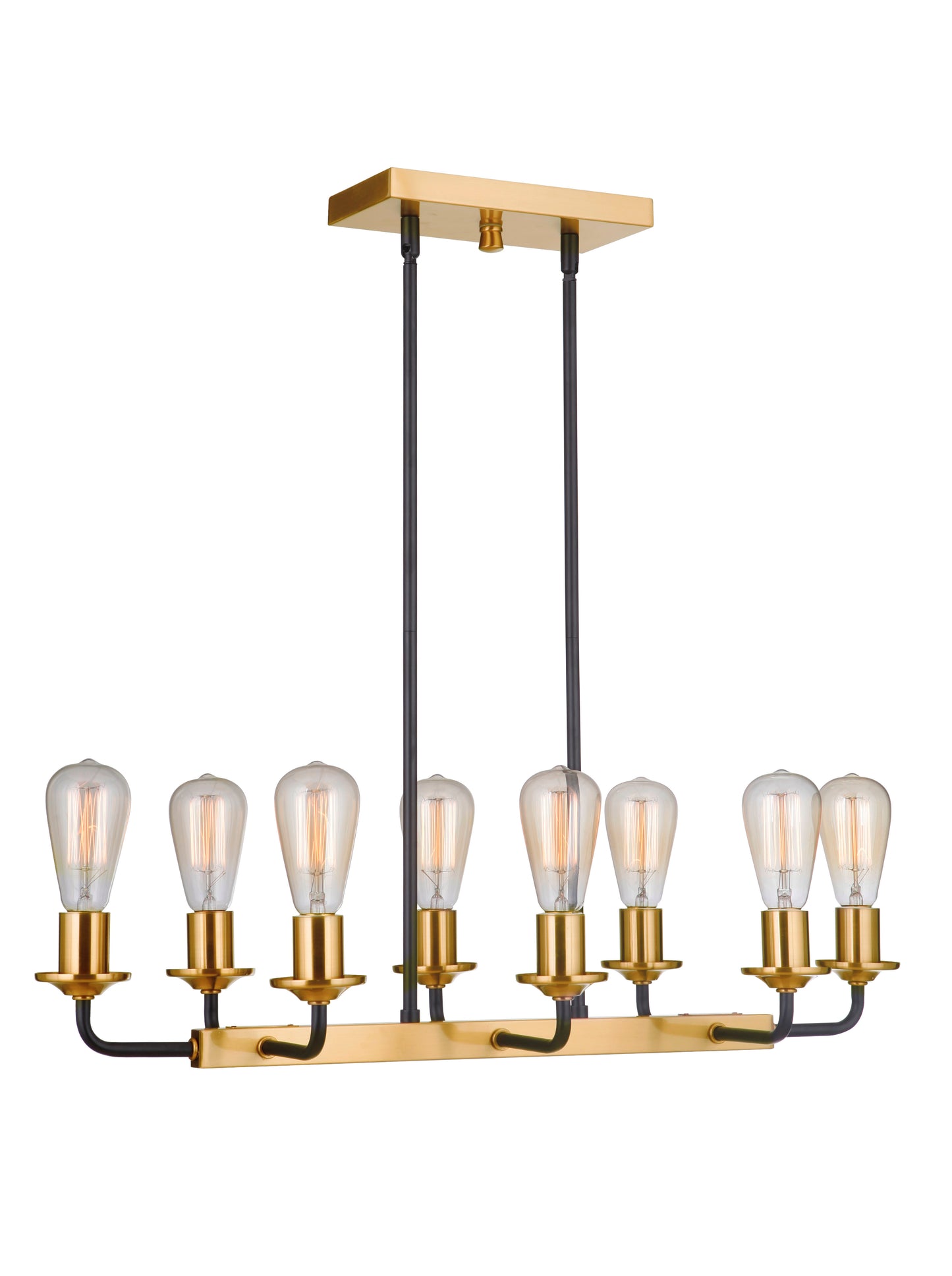 50378-FBSB - Randolph 8 Light 11.5" Wide Island Light - Flat Black / Satin Brass