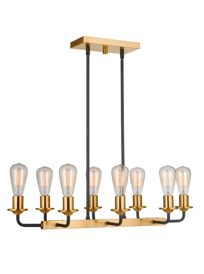 50378-FBSB - Randolph 8 Light 11.5" Wide Island Light - Flat Black / Satin Brass