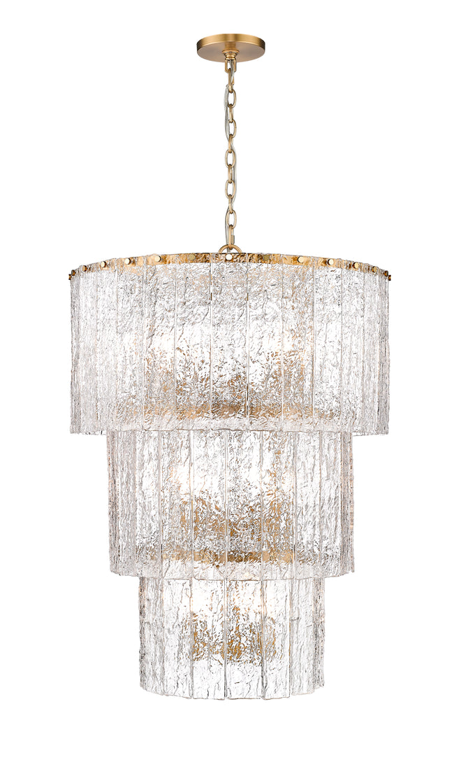 1943-36MGLD - Glacier 12 Light 28" Chandelier - Modern Gold