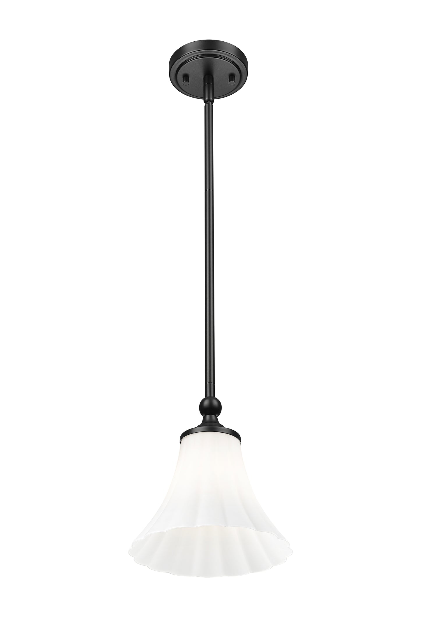 1958P8-MB - Fleur 1 Light 8" Pendant - Matte Black