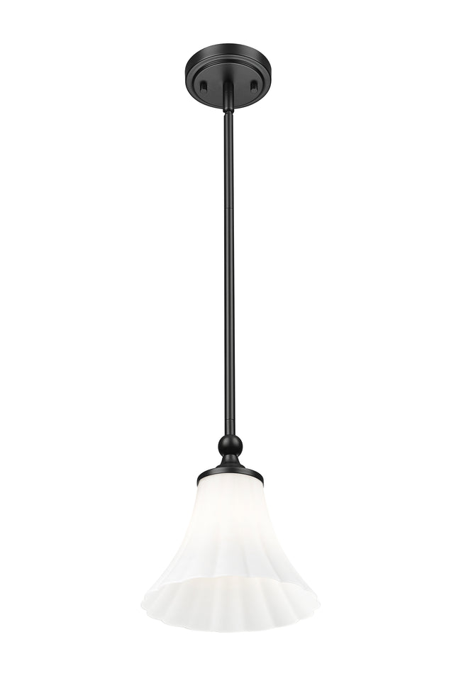 1958P8-MB - Fleur 1 Light 8" Pendant - Matte Black