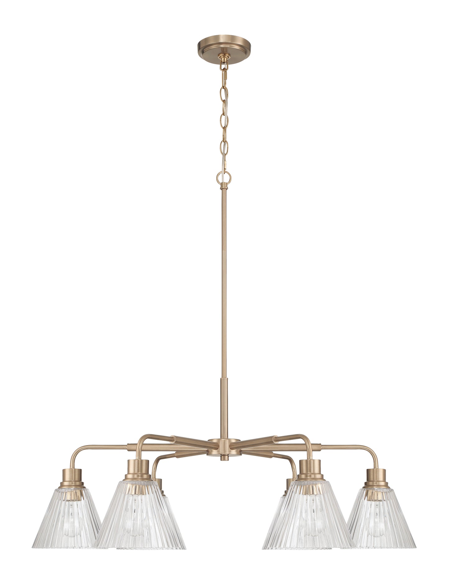 61126-CPZ - Pleated 6 Light 35" Wide Chandelier - Premium Bronze