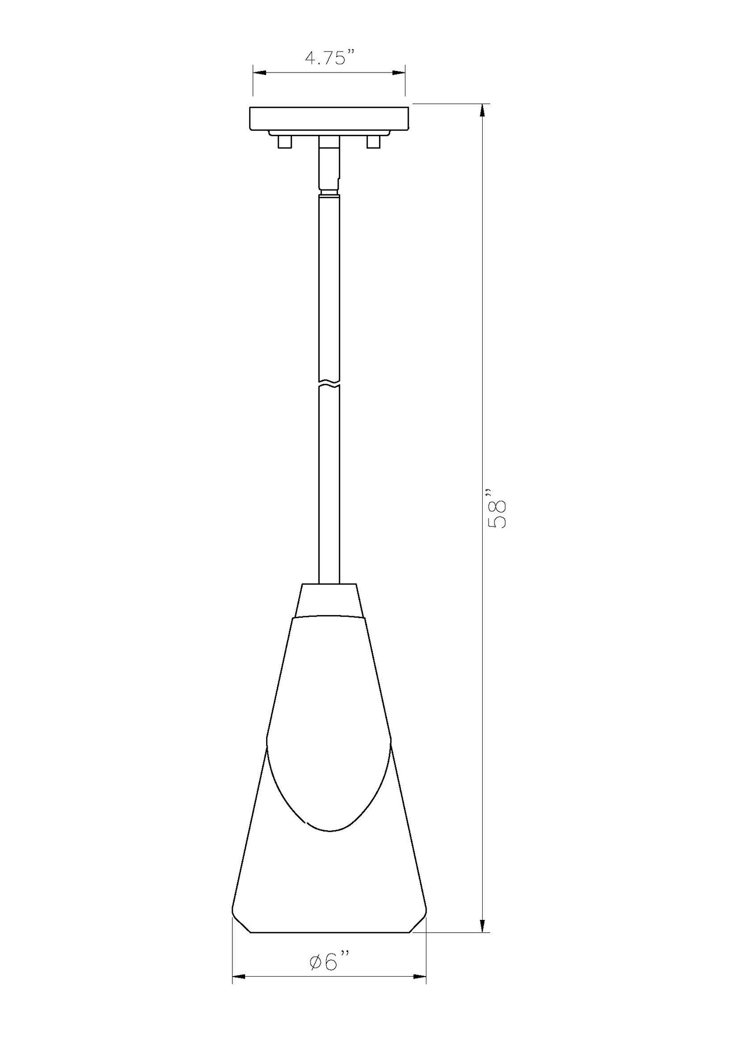 828P6-ROD-MB - Aimie 1 Light 6" Pendant - Matte Black