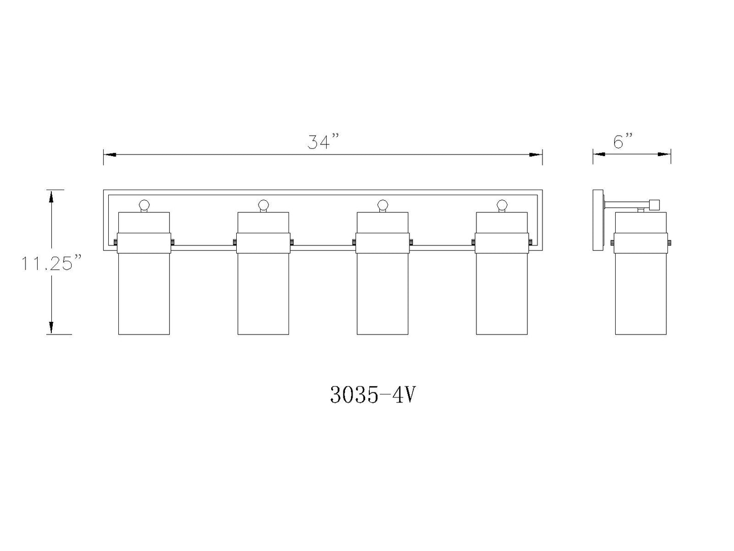 3035-4V-PN - Fontaine 4 Light 34" Vanity - Polished Nickel