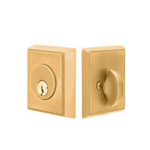 8468US7 - Rectangular Keyed Deadbolt - Single Cylinder - French Antique