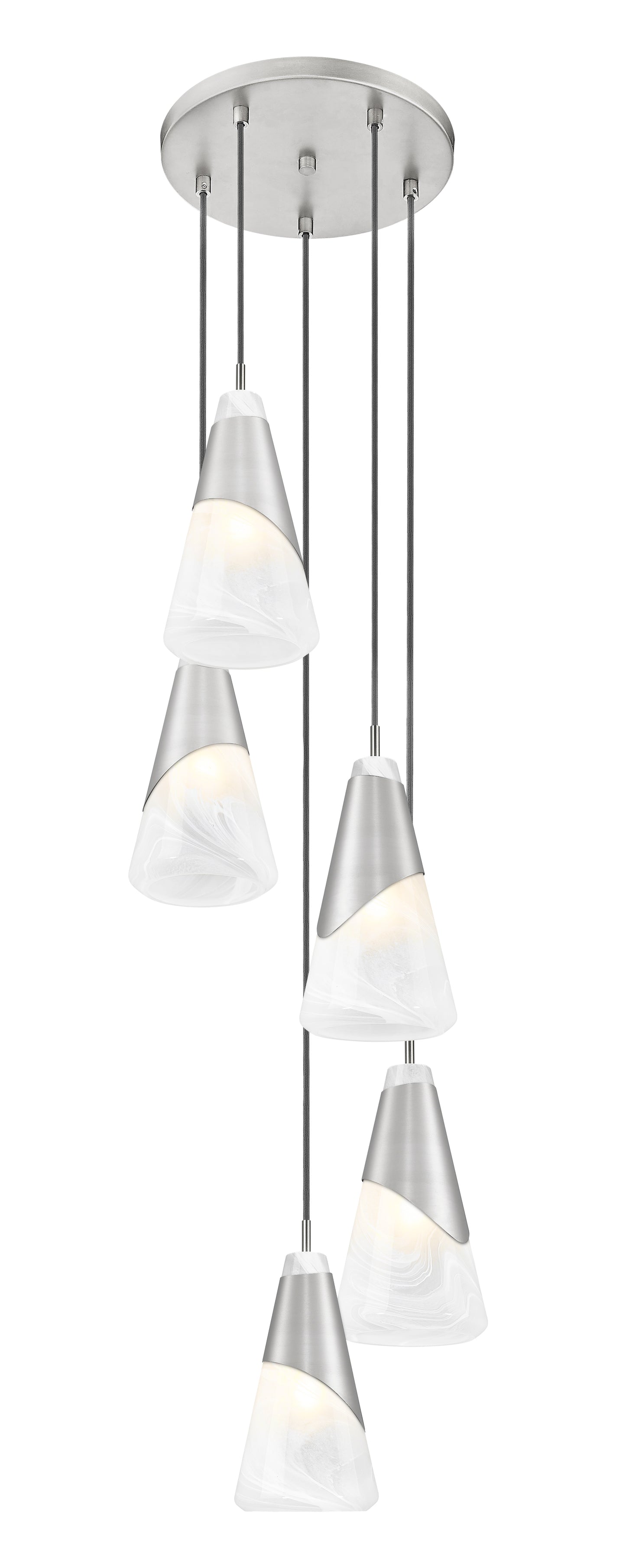 828P6-5R-BN - Aimie 5 Light 12" Chandelier - Brushed Nickel