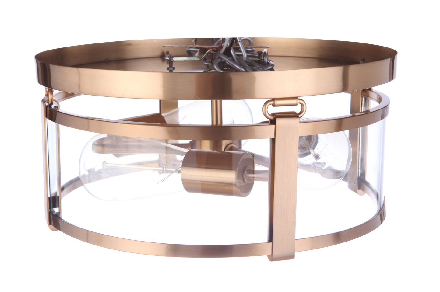 55383-SB - Elliot 3 Light 13" Wide Flush Mount - Satin Brass