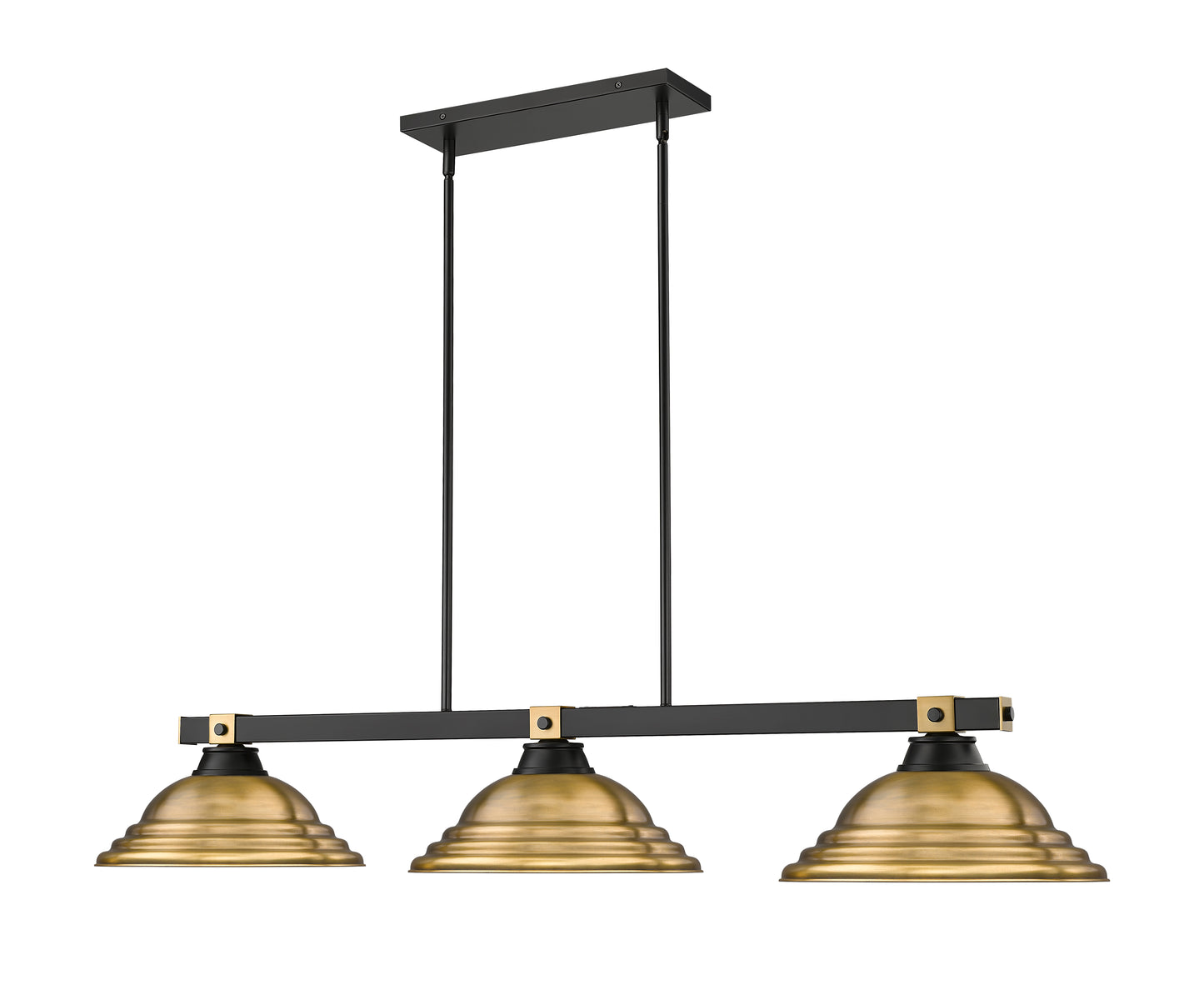 1955-3MB-RB-SRB - Bronte 3 Light 55" Billiard - Matte Black / Rubbed Brass