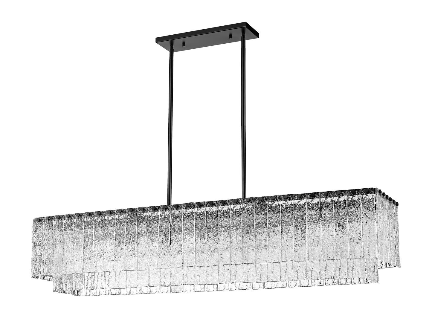 1943-53L-MB - Glacier 7 Light Linear 54" Chandelier - Matte Black