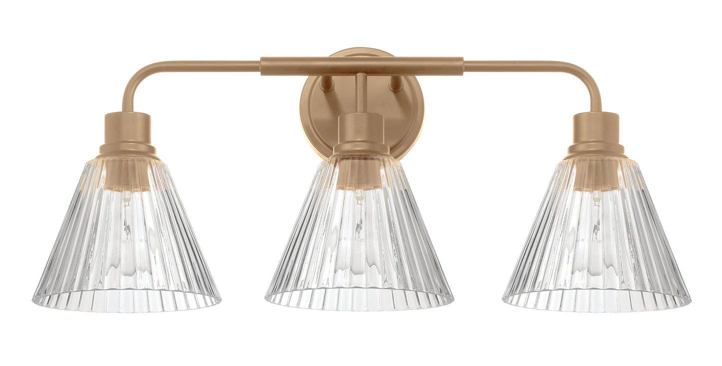 61103-CPZ - Pleated 3 Light 25" Wide Vanity Light - Premium Bronze