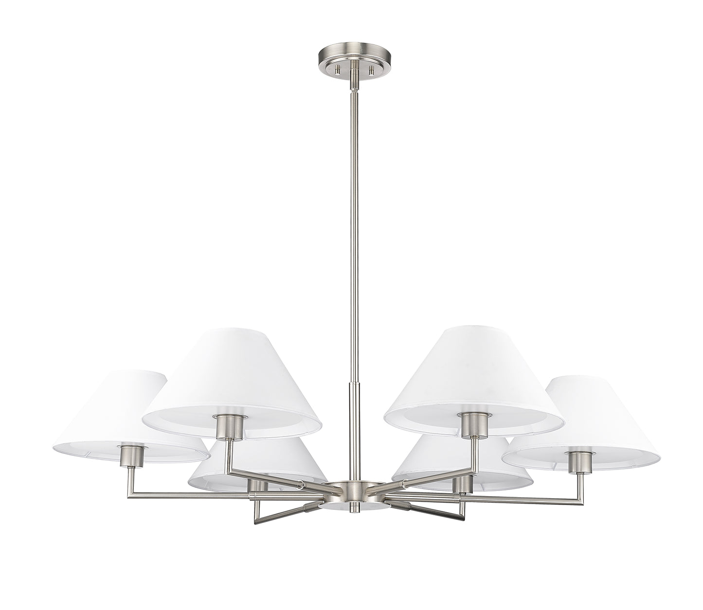 744-44R-BN - Leila 6 Light 44" Chandelier - Brushed Nickel