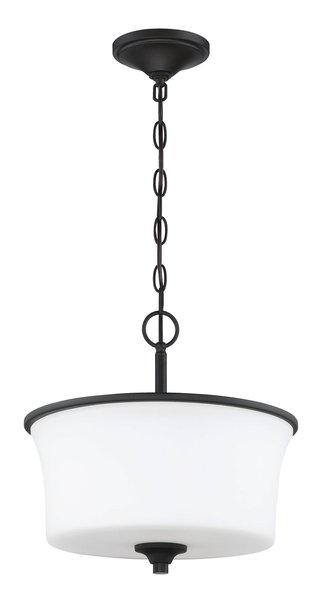 50452-FB-WG - Gwyneth 2 Light 15" High Semi Flush Mount - Flat Black