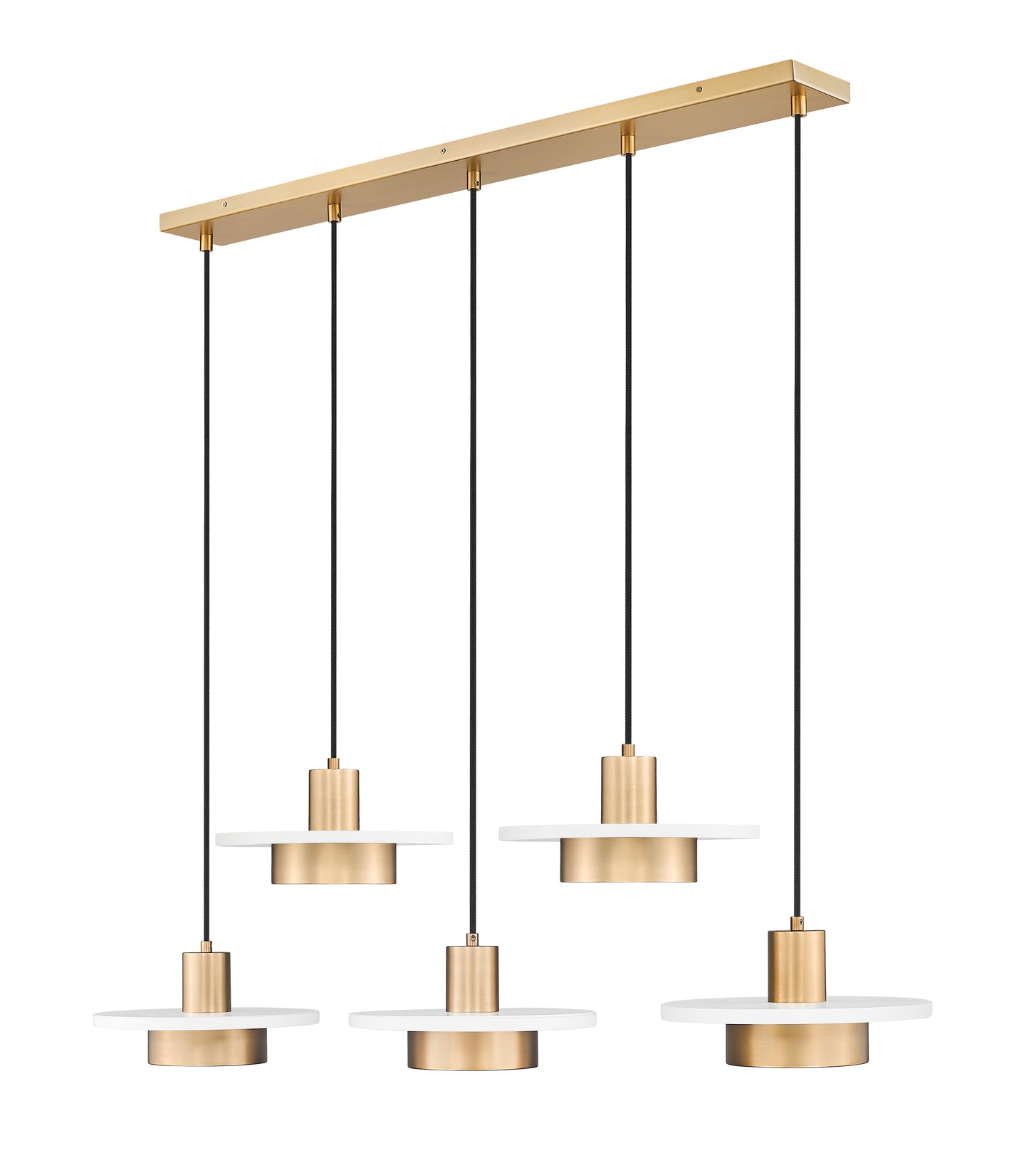 829P12-5L-MW-MGLD-LE - Ludo 5 Light Linear 52" Chandelier - Matte White / Modern Gold