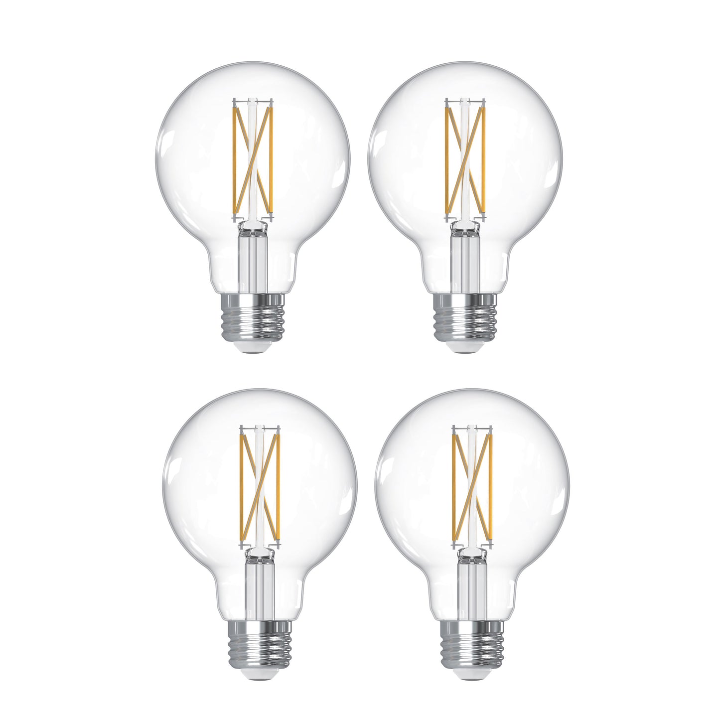776240 - Filaments Dimmable Clear Glass G25 LED Light Bulb - 7.6 Watt - 3000K - 4 Pack