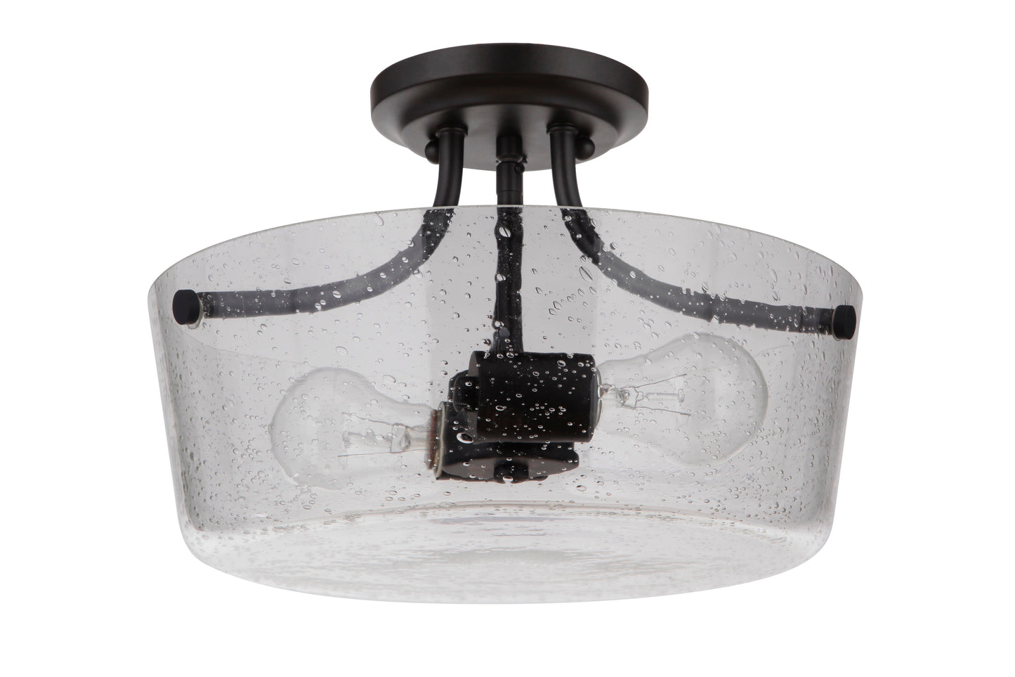 50252-FB - Tyler 2 Light 13" Wide Semi Flush Mount - Flat Black