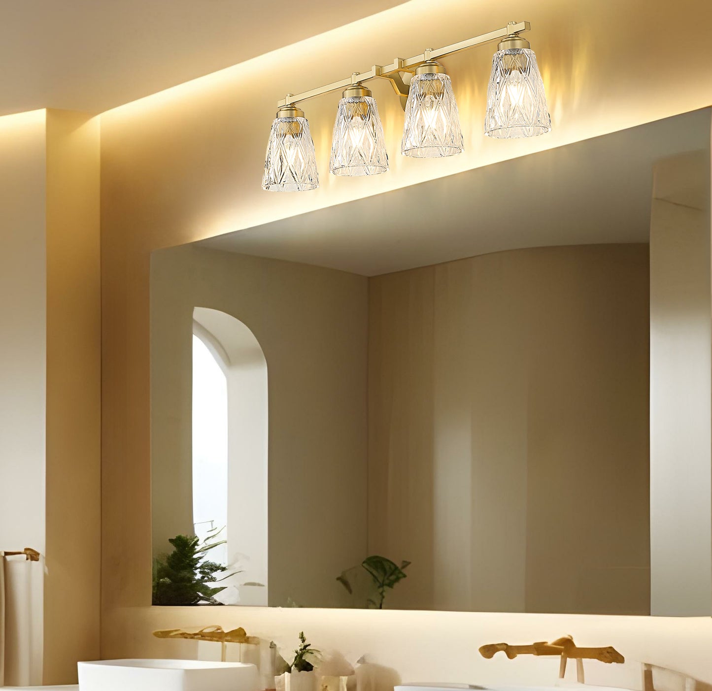 1960-4V-MGLD - Andree 4 Light 32" Vanity - Modern Gold