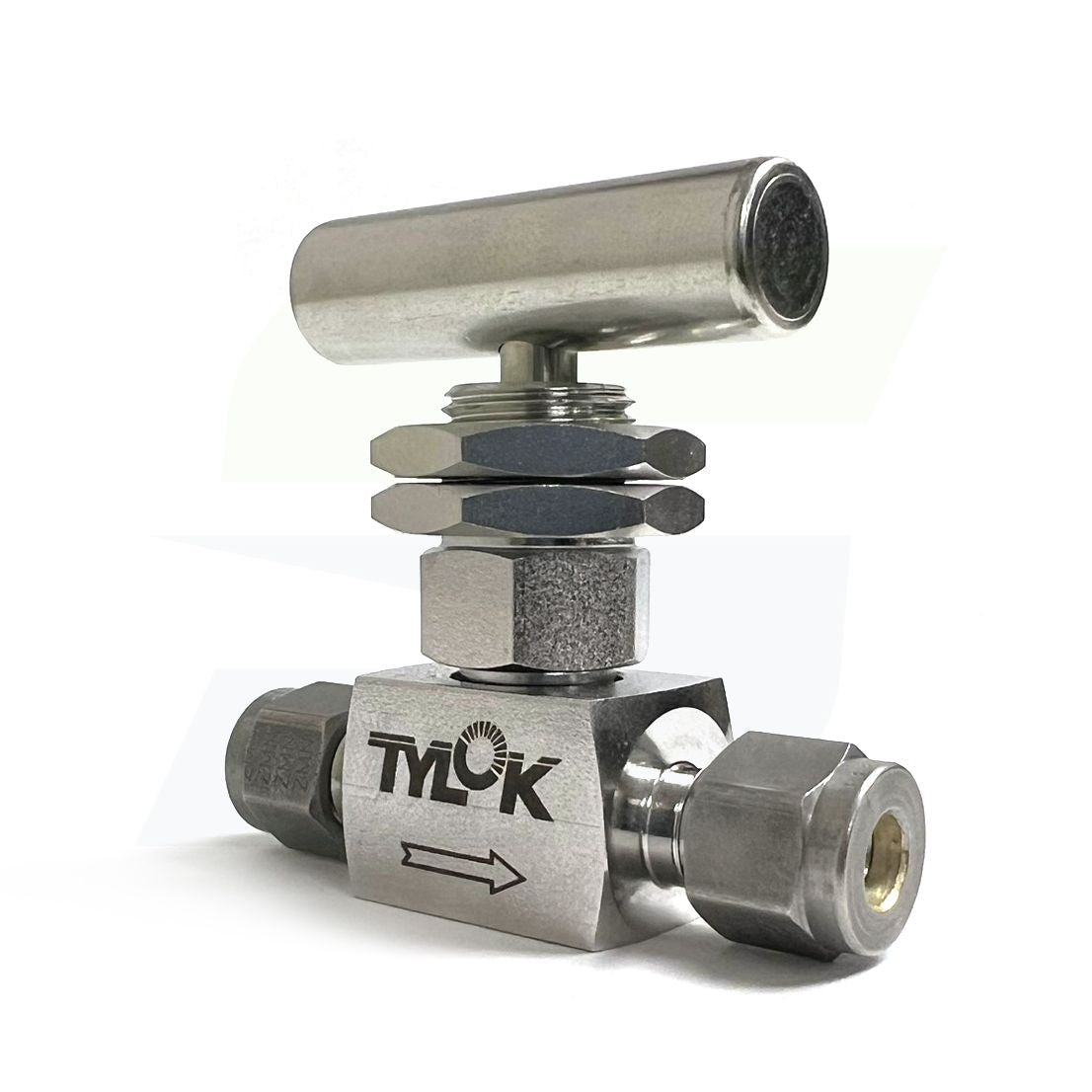 SS-4-6DD-4-P2 - Stainless Screwed Bonnet Needle Valve 1/4" CBC Tube x 1/4" CBC Tube, Panel Mount with 2 Nuts