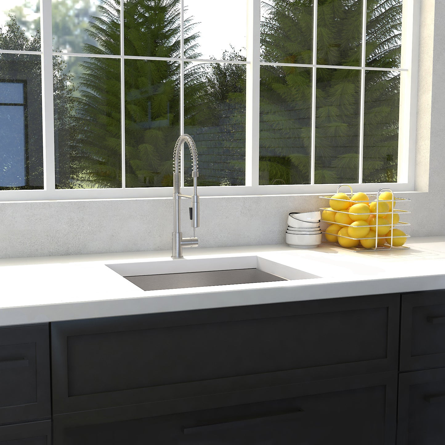 SRS-23 - 23" Meribel Undermount Single Bowl Stainless Steel Kitchen Sink with Bottom Grid