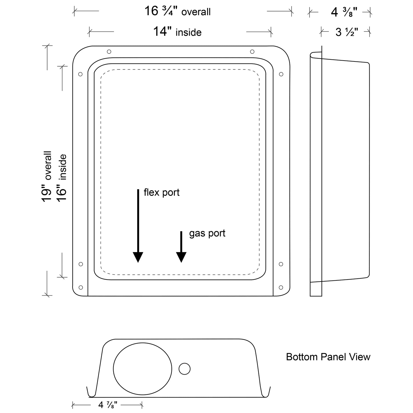 Dryerbox DB-3D - 14" x 16" In-Wall Dryer Exhaust Receptacle, Downward Exhaust, 2x4 Walls