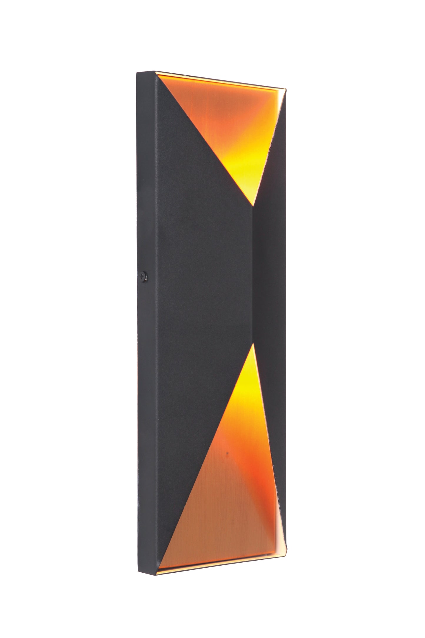 Z3412-TBSB-LED - Peak 2 Light 14" High Outdoor Pocket Sconce - Textured Black / Satin Brass