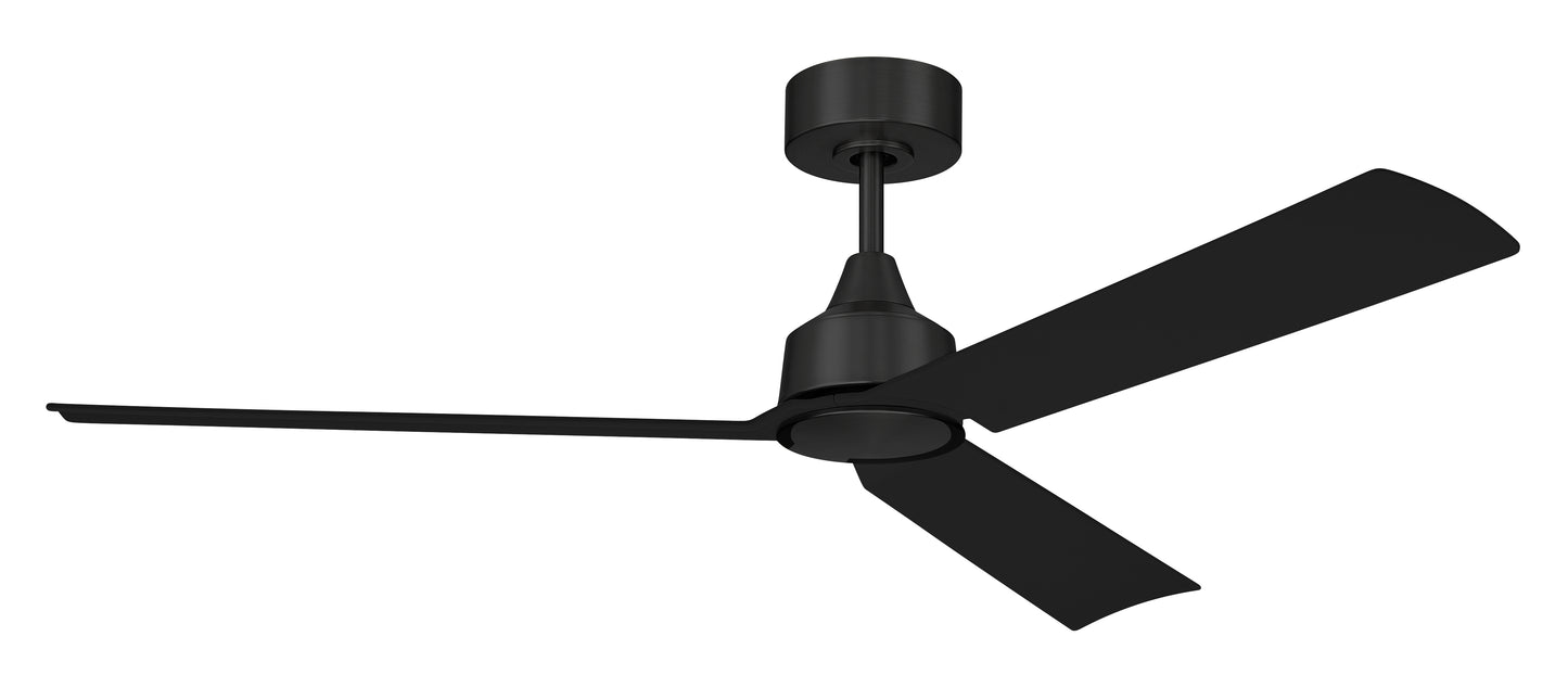 CHM52FB3 - Charming 52" 3-Blade Indoor/Outdoor Damp Rated Ceiling Fan 52" 3 Blade Indoor Outdoor Ceiling Fan with Light Kit - Flat Black