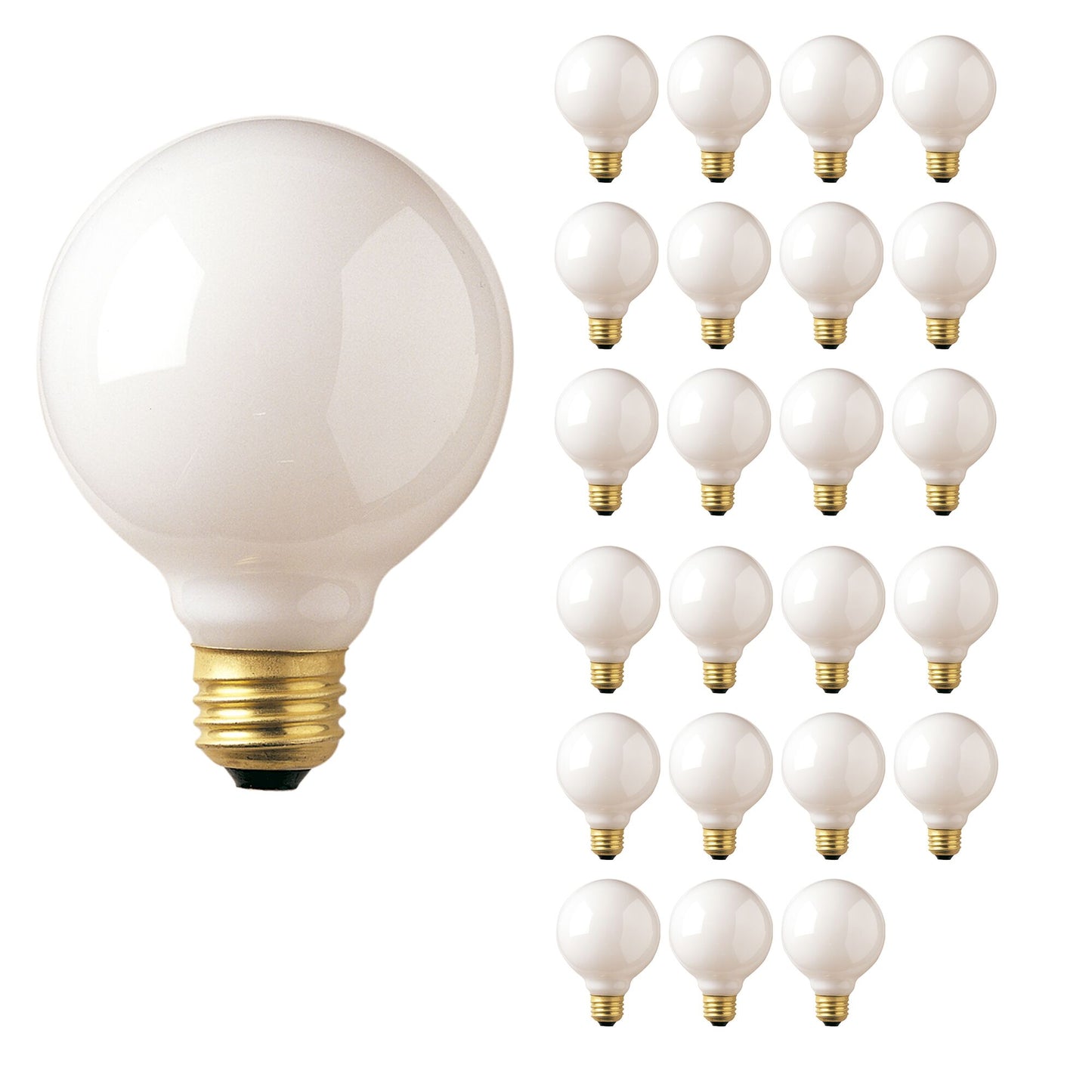 330025 - Dimmable White G25 Incandescent Light Bulb - 25 Watt - 2700K - 24 Pack