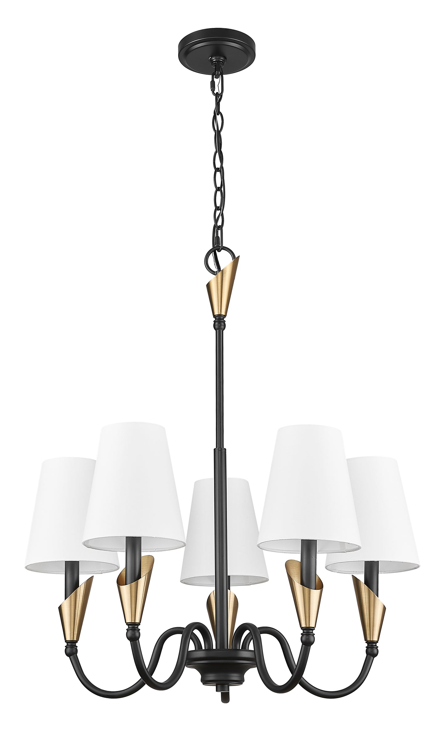4014-24MB-MGLD - Claudelle 5 Light 24" Chandelier - Matte Black / Modern Gold