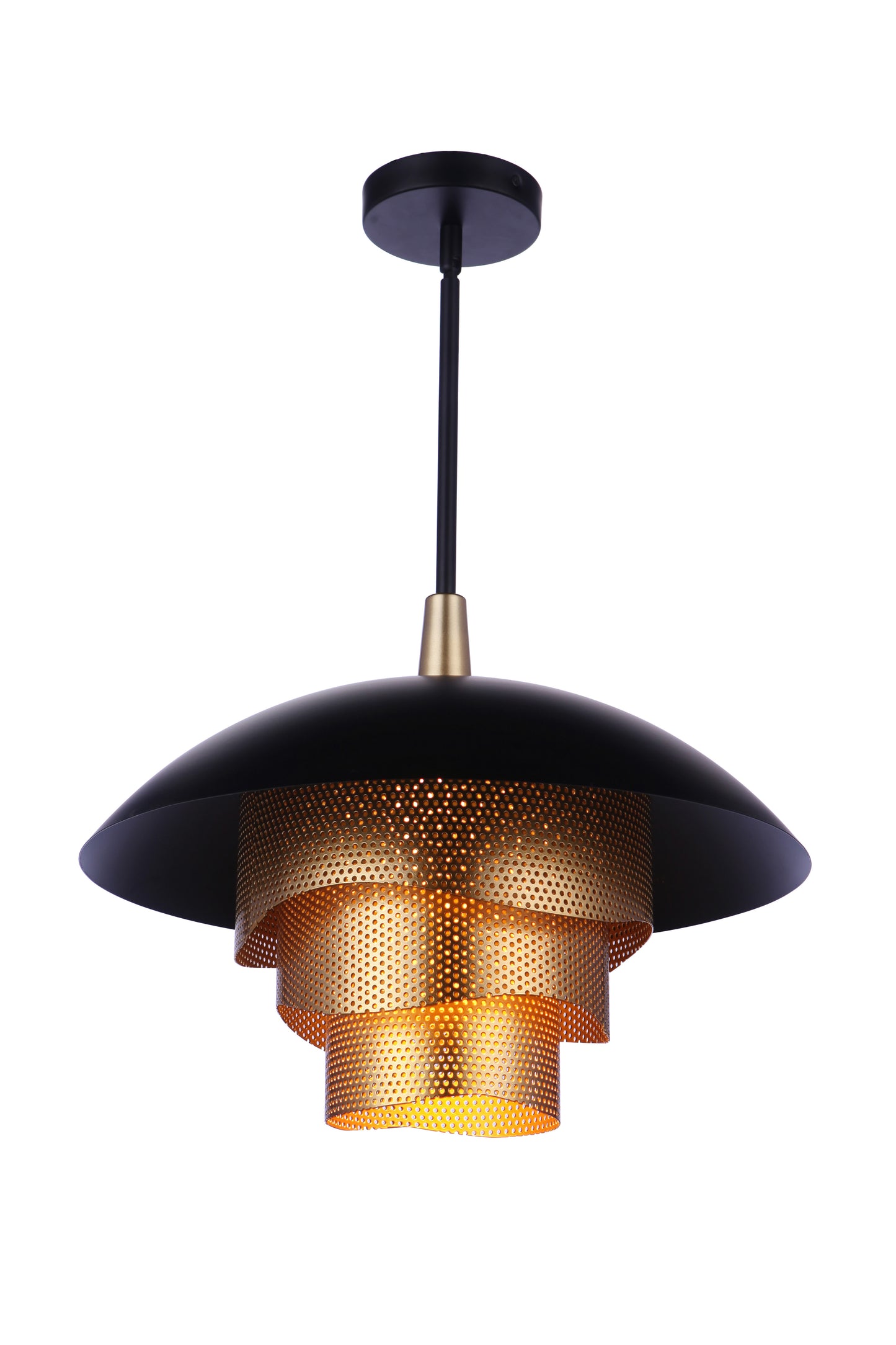P1010FBMG-LED - Sculptural Statement Pendants 1 Light 19" Wide Pendant - Flat Black / Matte Gold