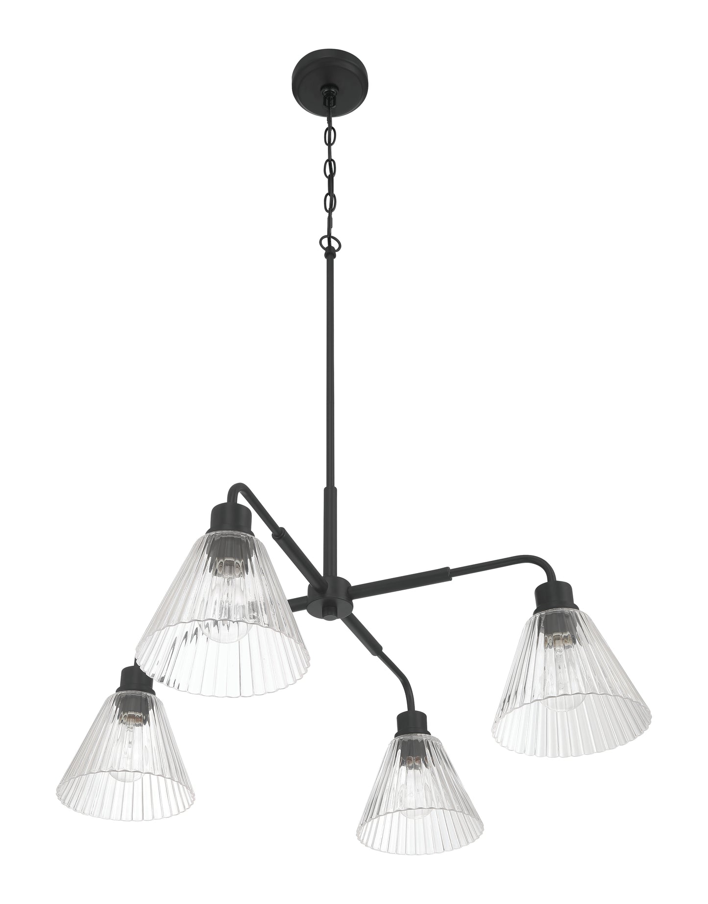 61124-FB - Pleated 4 Light 30" Wide Chandelier - Flat Black