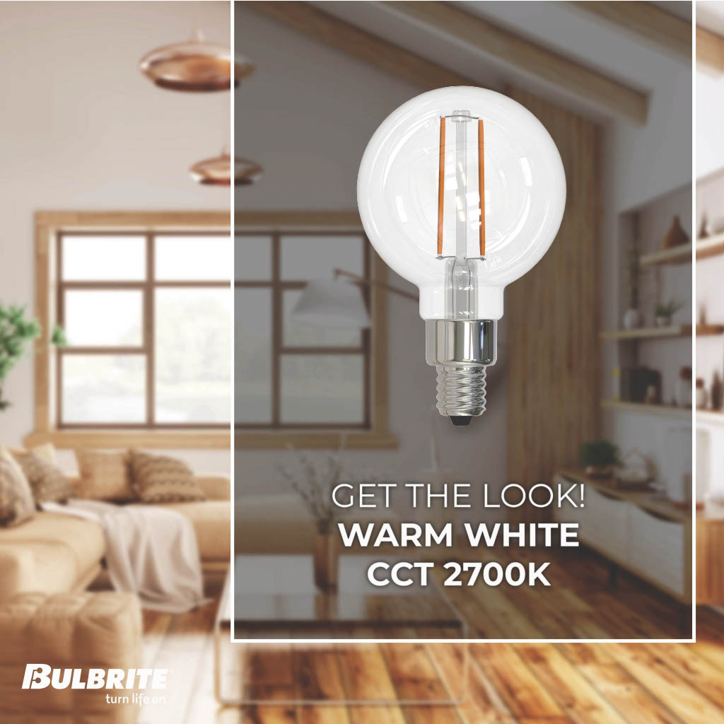776706 - Dimmable Clear G16 LED Candelabra Light Bulb - 2.5 Watt - 2700K - 6 Pack