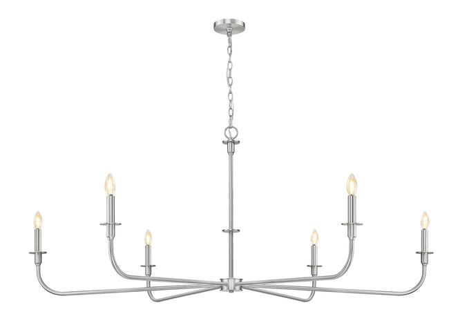 3049-62BN - Tova 6 Light 66" Chandelier - Brushed Nickel
